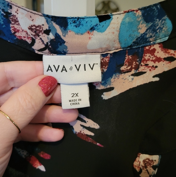 Floral Long Sleeve Blouse - Ava & Viv - 2X - Picture 3 of 5